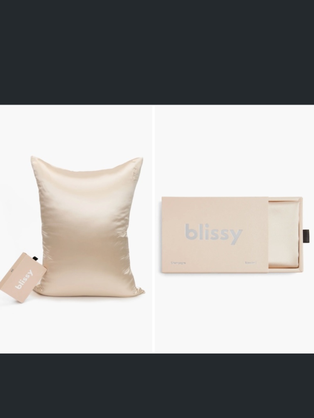 BLISSY Mulberry Silk Pillowcase in Champagne Queen NEW